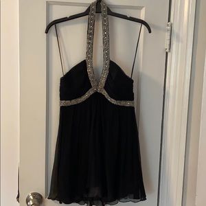 Cocktail Silk Halter Top with Rhinestones